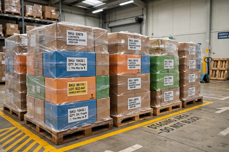 Inspector checking an inbound consignment against a clipboard