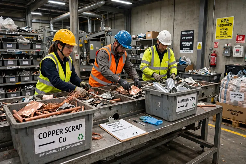 Technician inspecting black mass samples