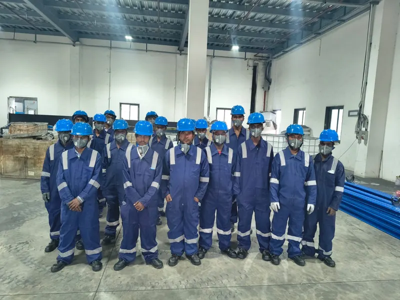 Plant team lined up in the second hall