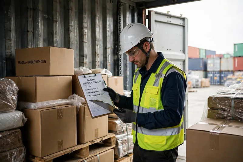 Worker scanning stock in the warehouse aisle